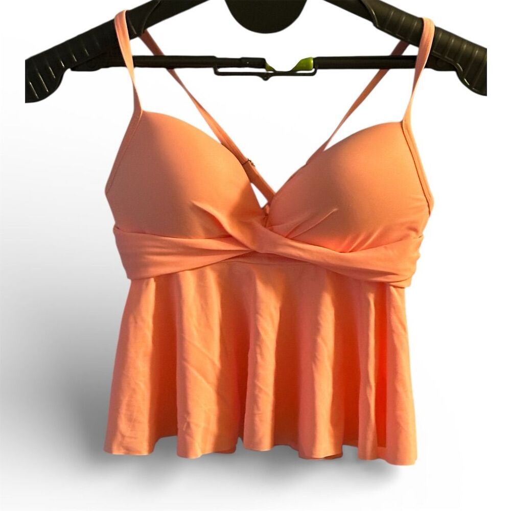 CupShe Women's Peach Bikini Swim Top M Twist Criss-Cross Design